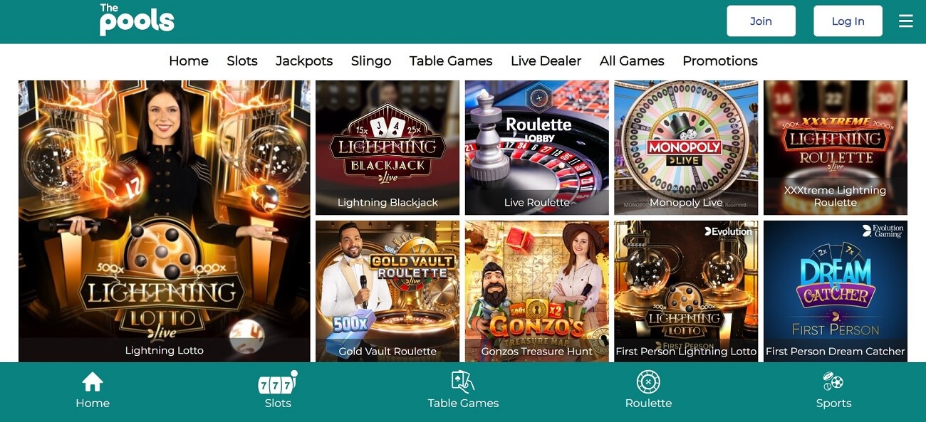 ThePools.com live casino