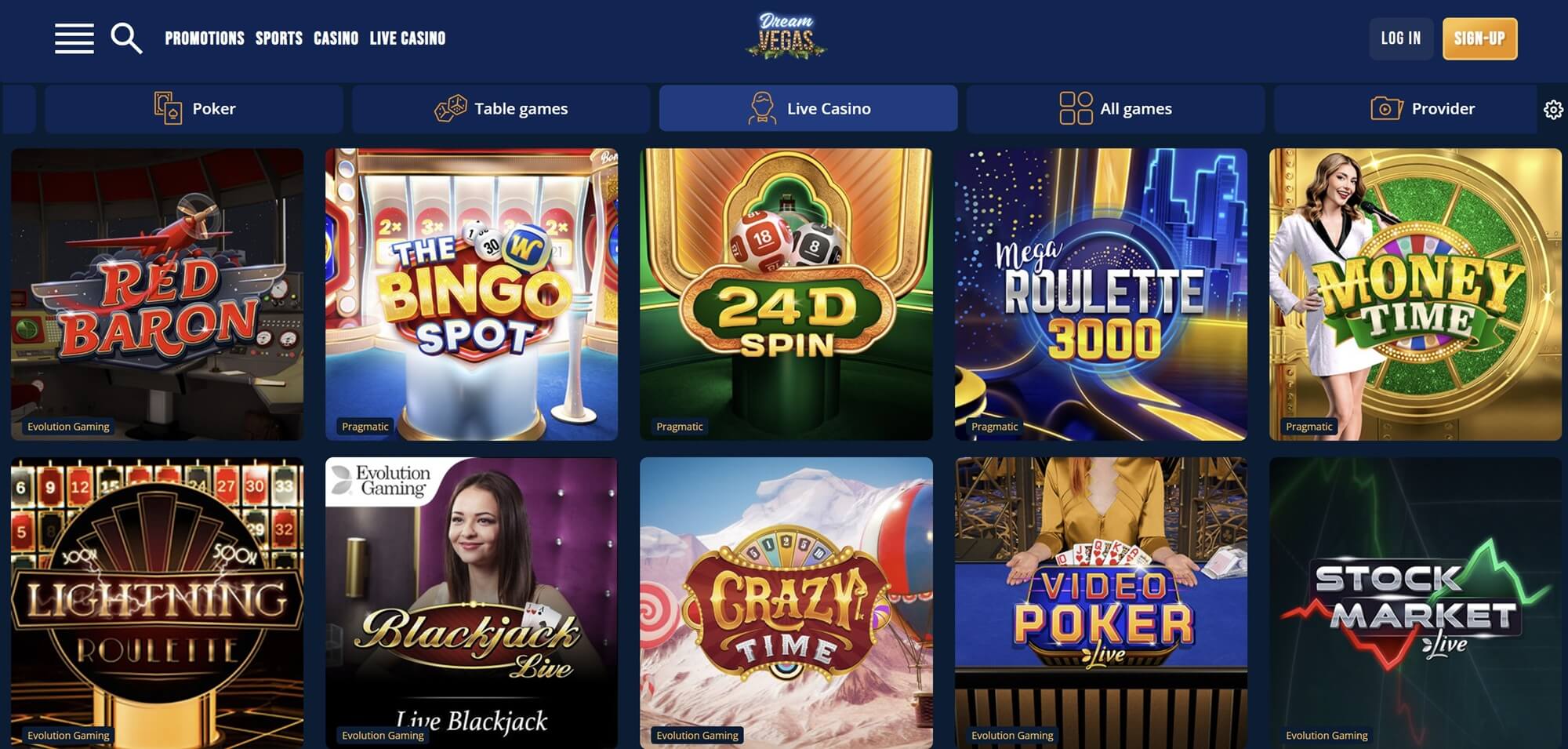 dreamvegas live casino