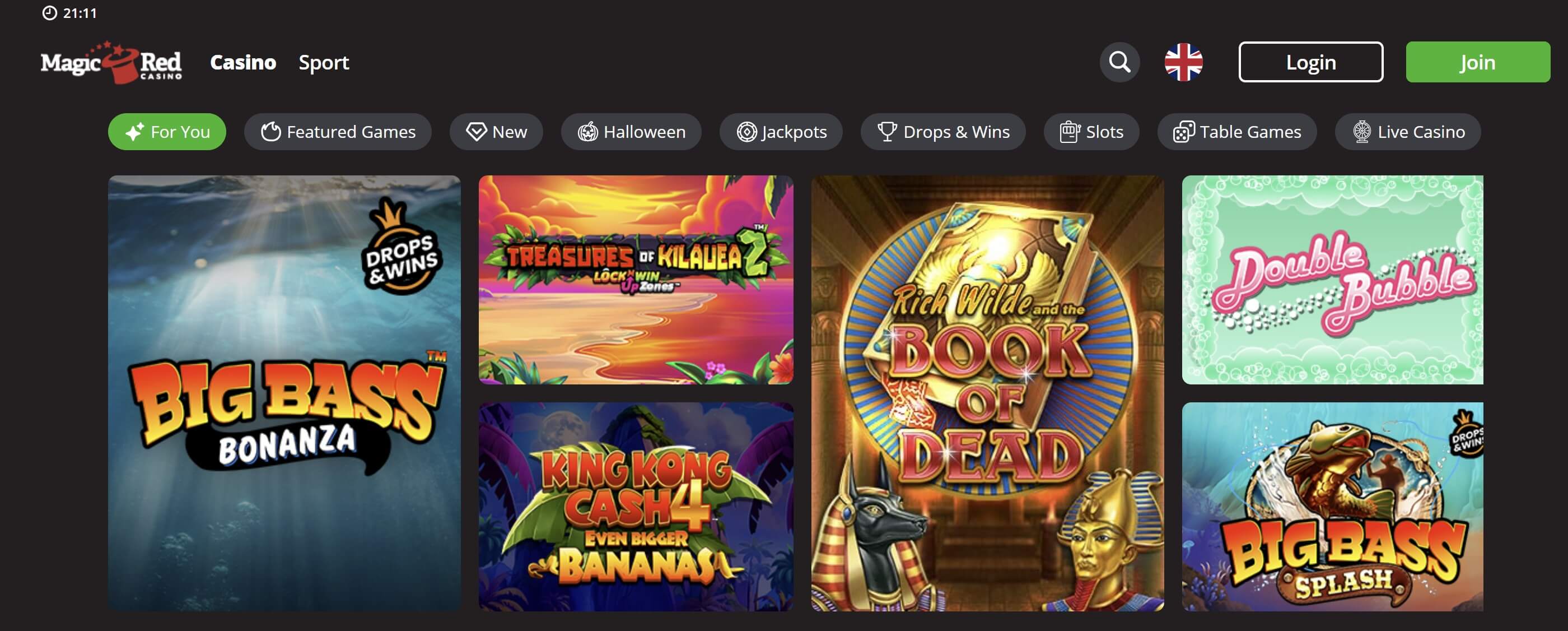 magic red slots lobby