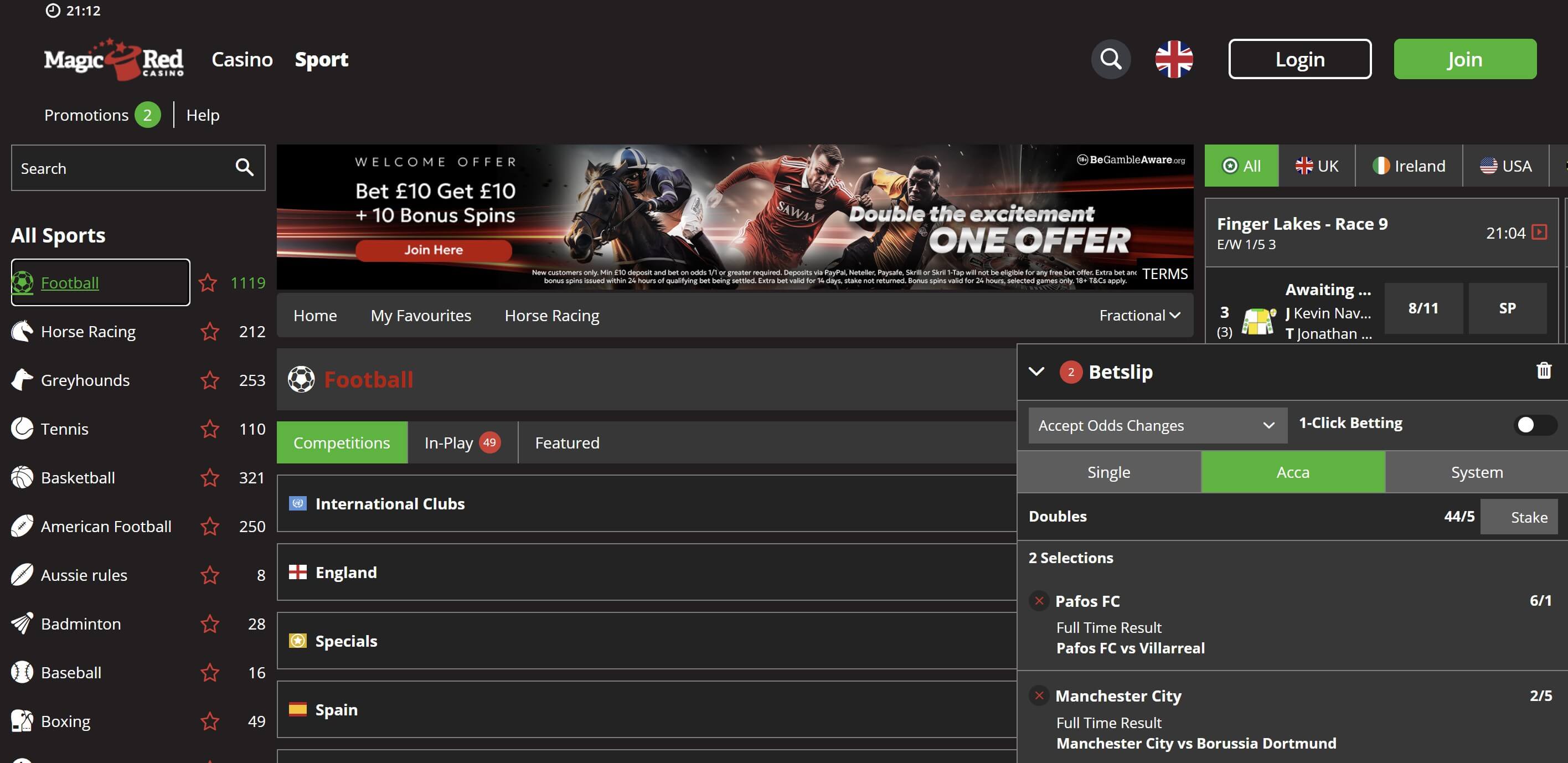 Magic Red sportsbetting lobby