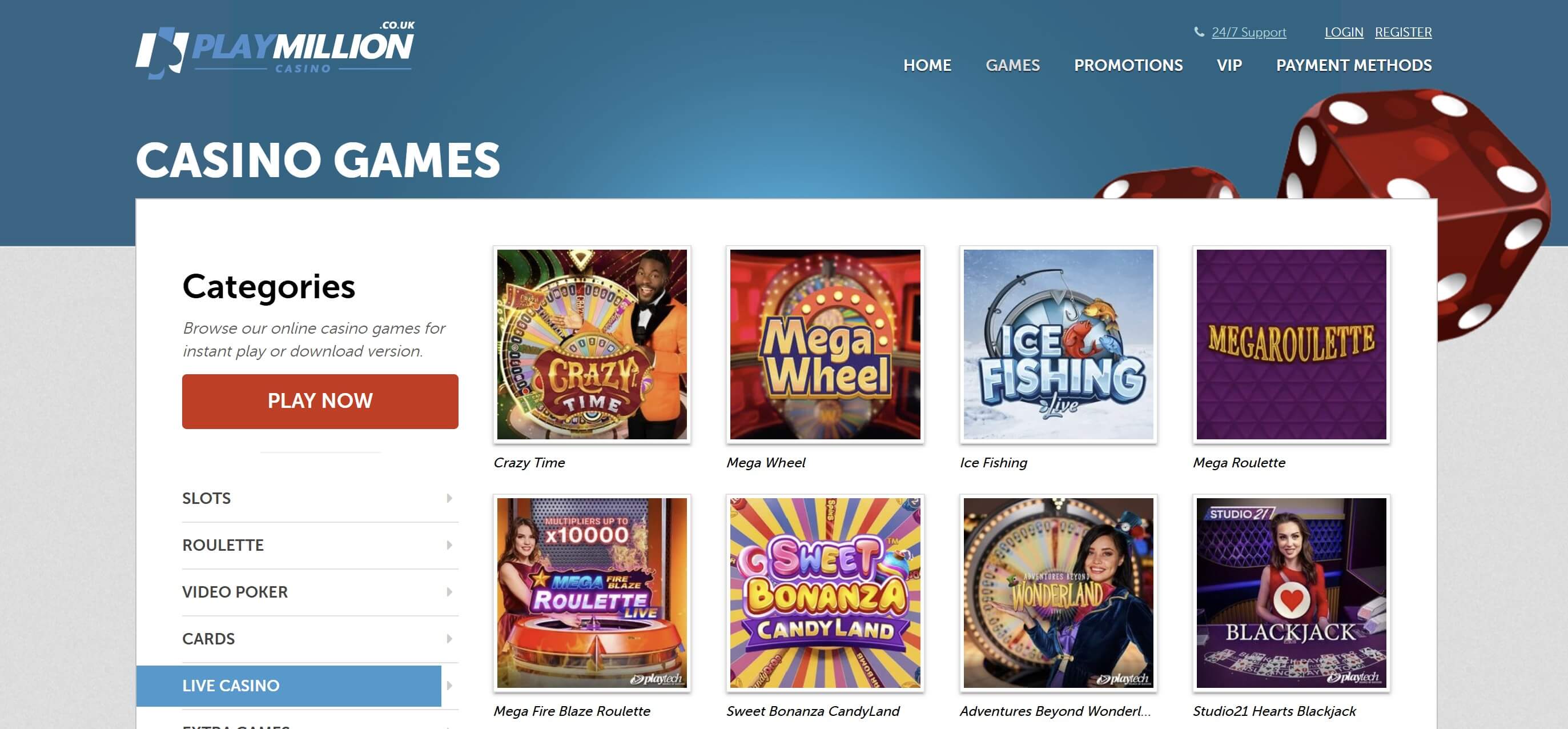 live casino at playmillion