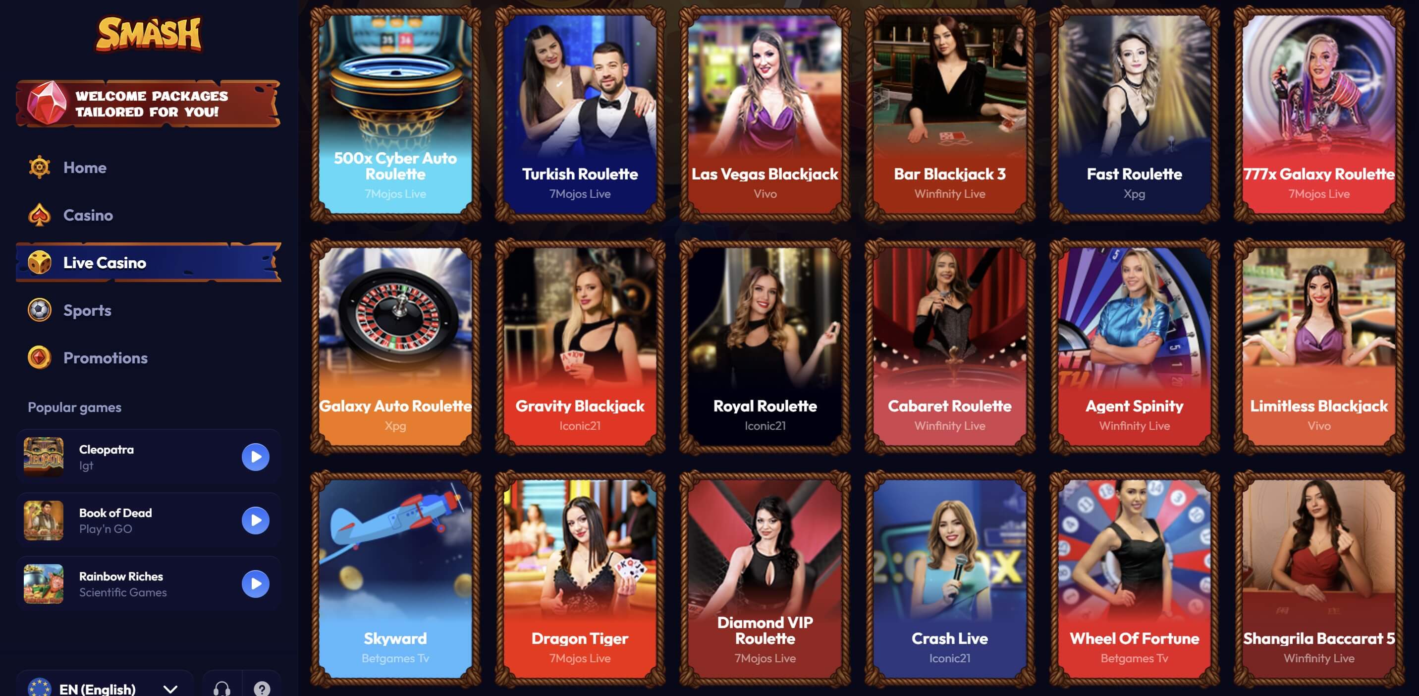 smash casino live games