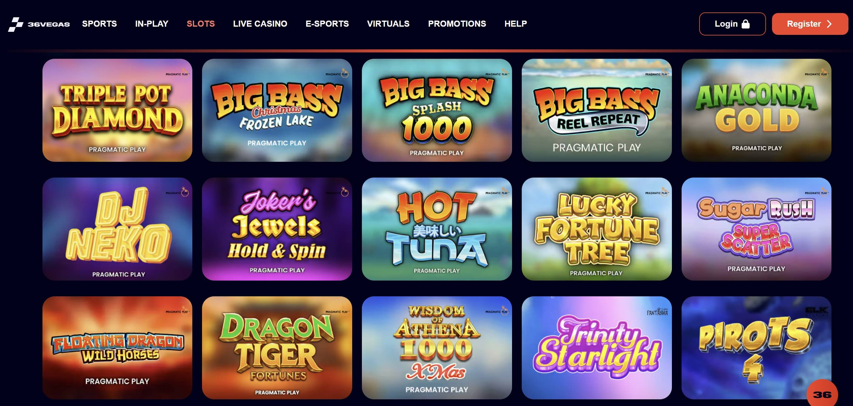 36vegas casino slots lobby