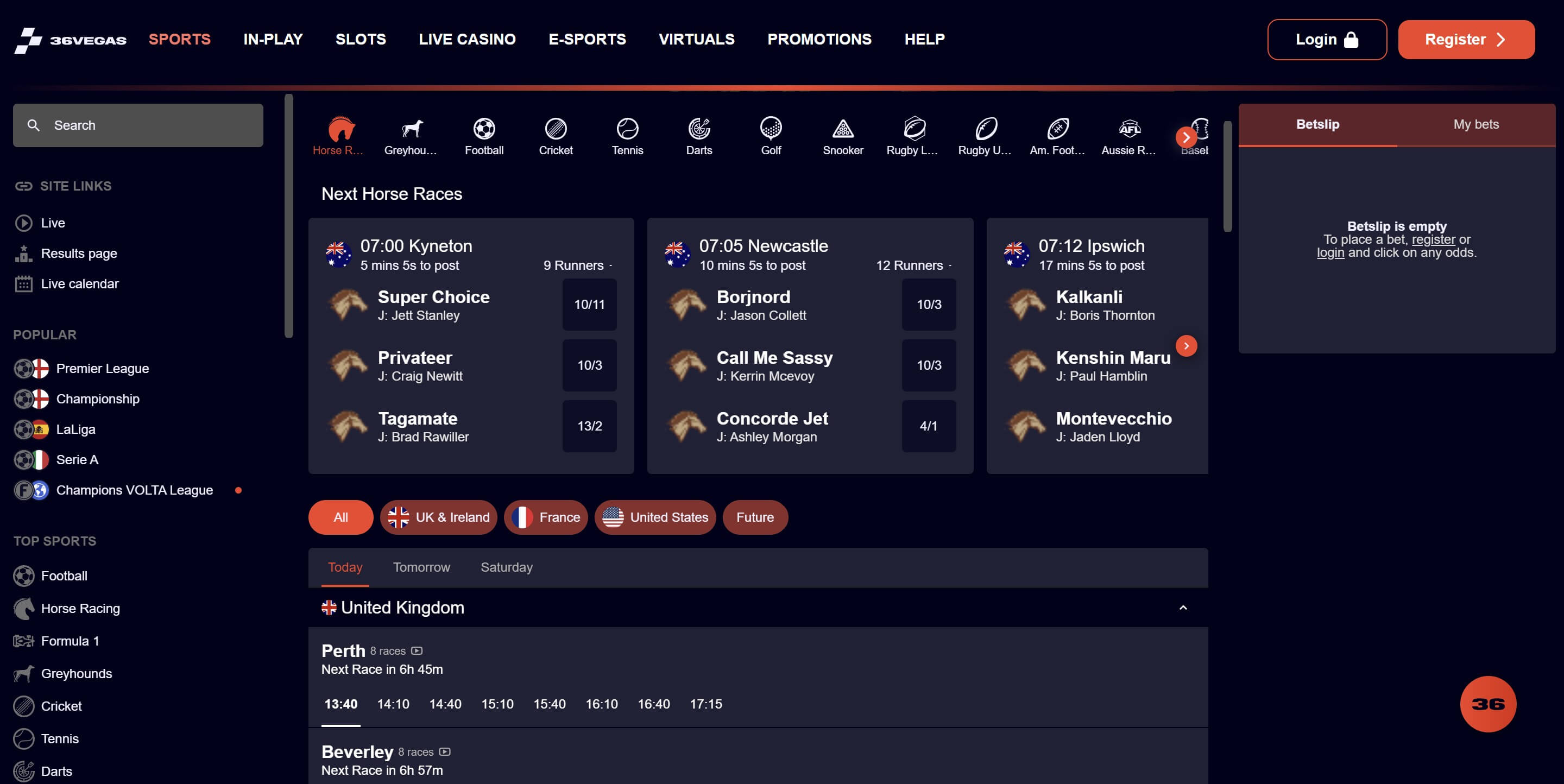 36vegas sports betting lobby