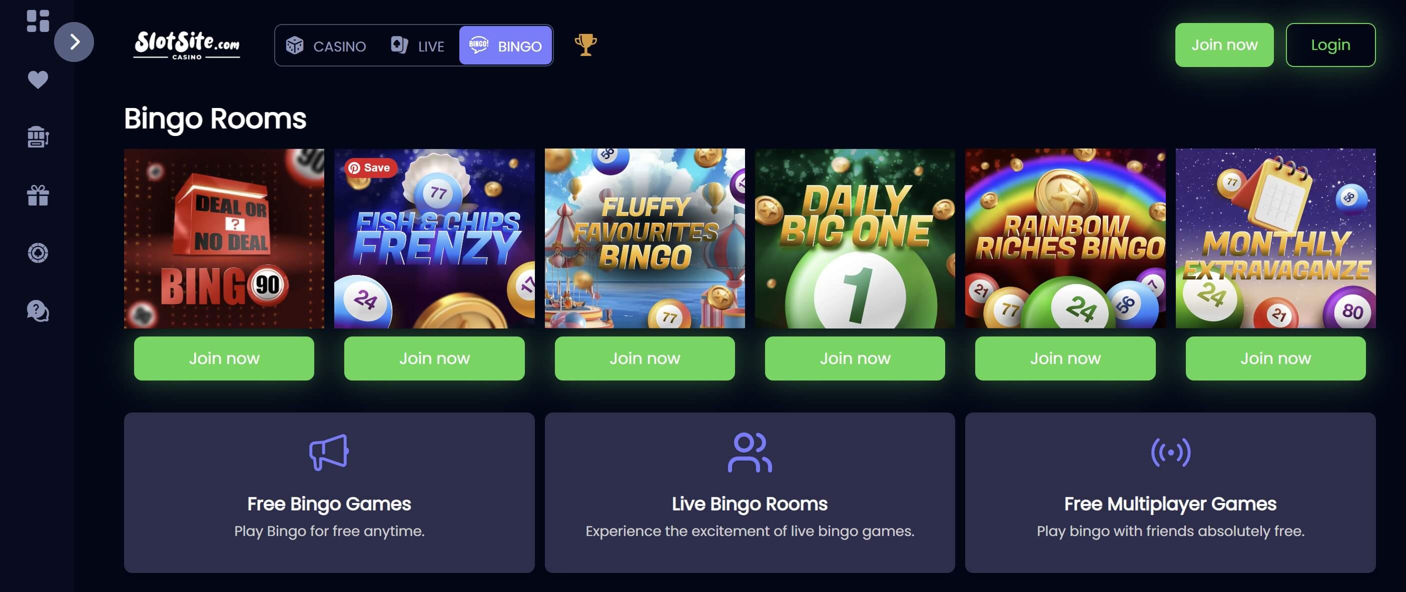 bingo games at slotsite.com
