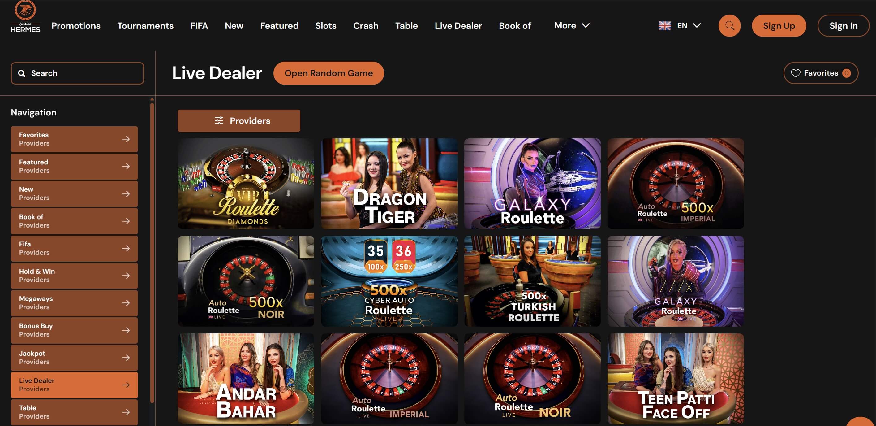 live dealer at casino hermes