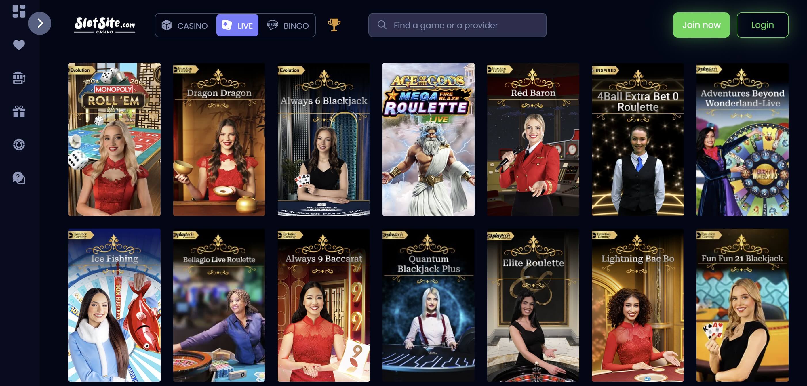 live dealer at slotsite.com