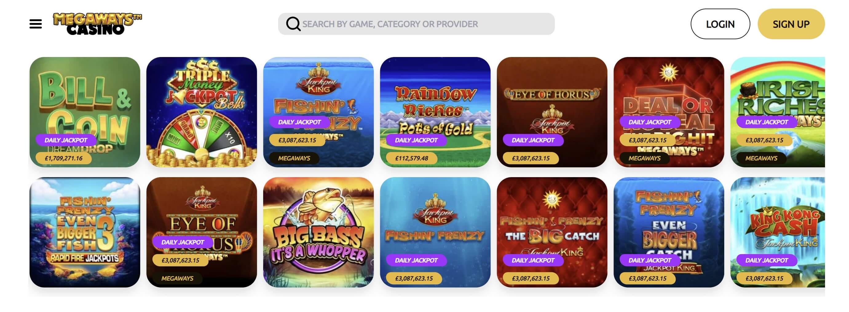 jackpots at megawayscasino.com