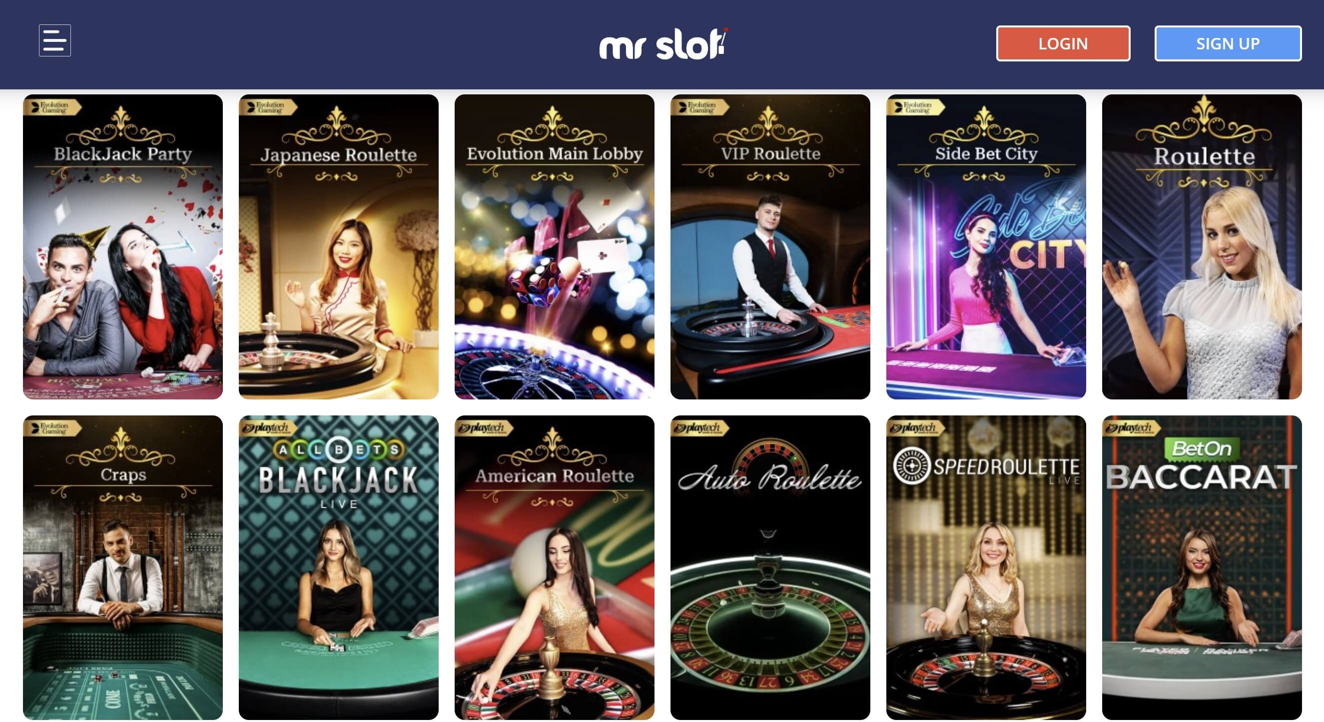 live caino games at mr slot casino