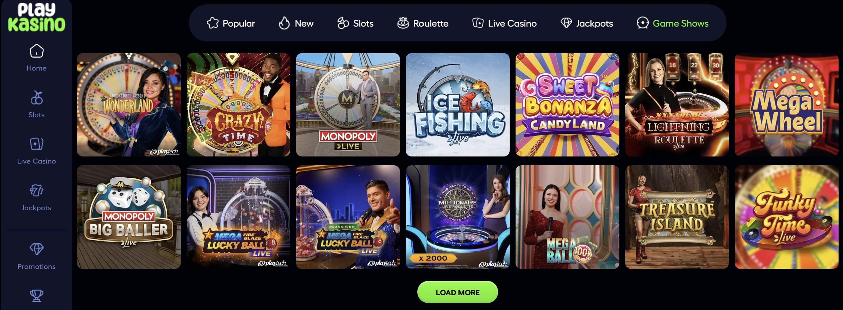 live gameshows at playkasino