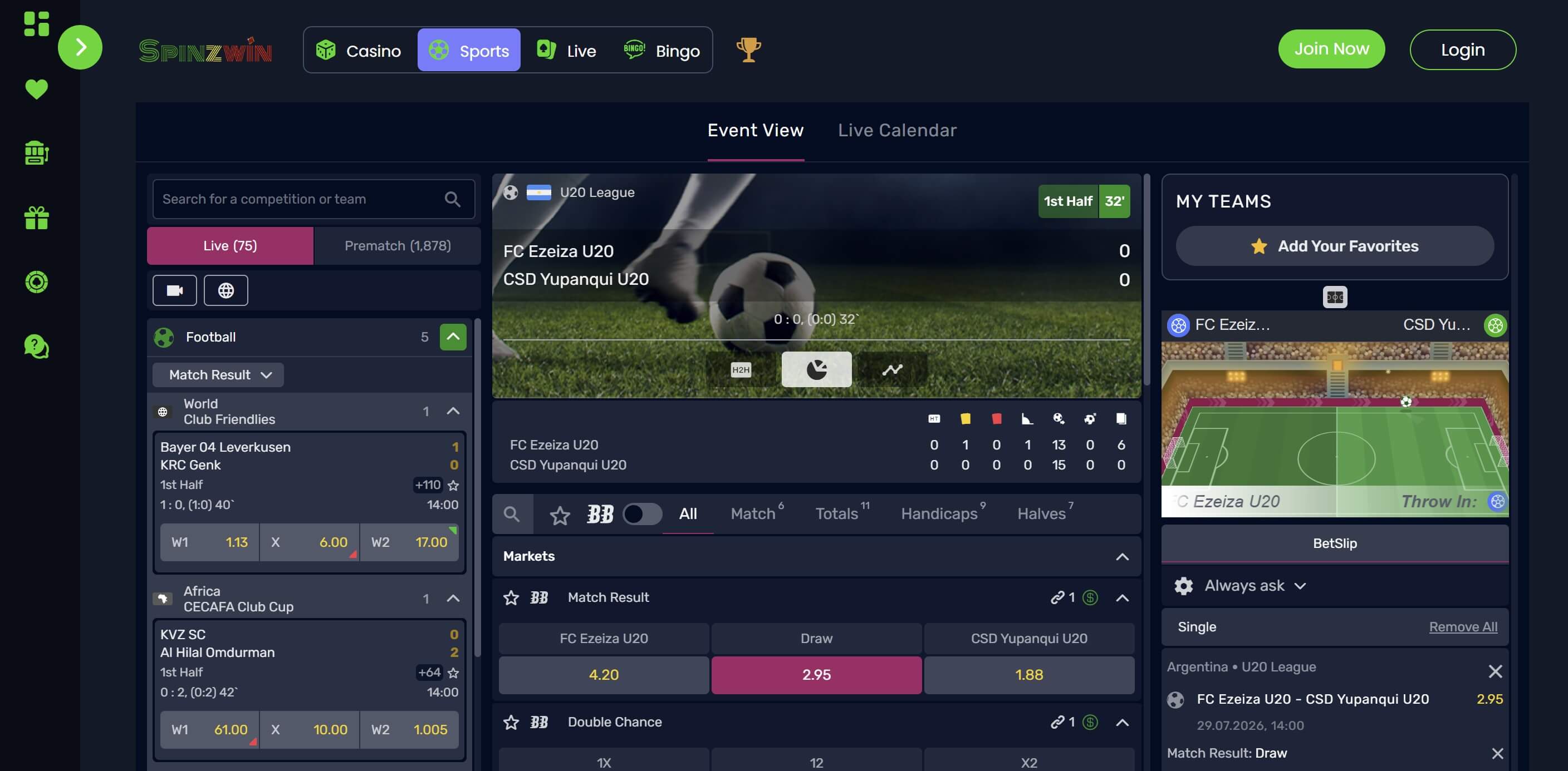 sports betting at spinzwin