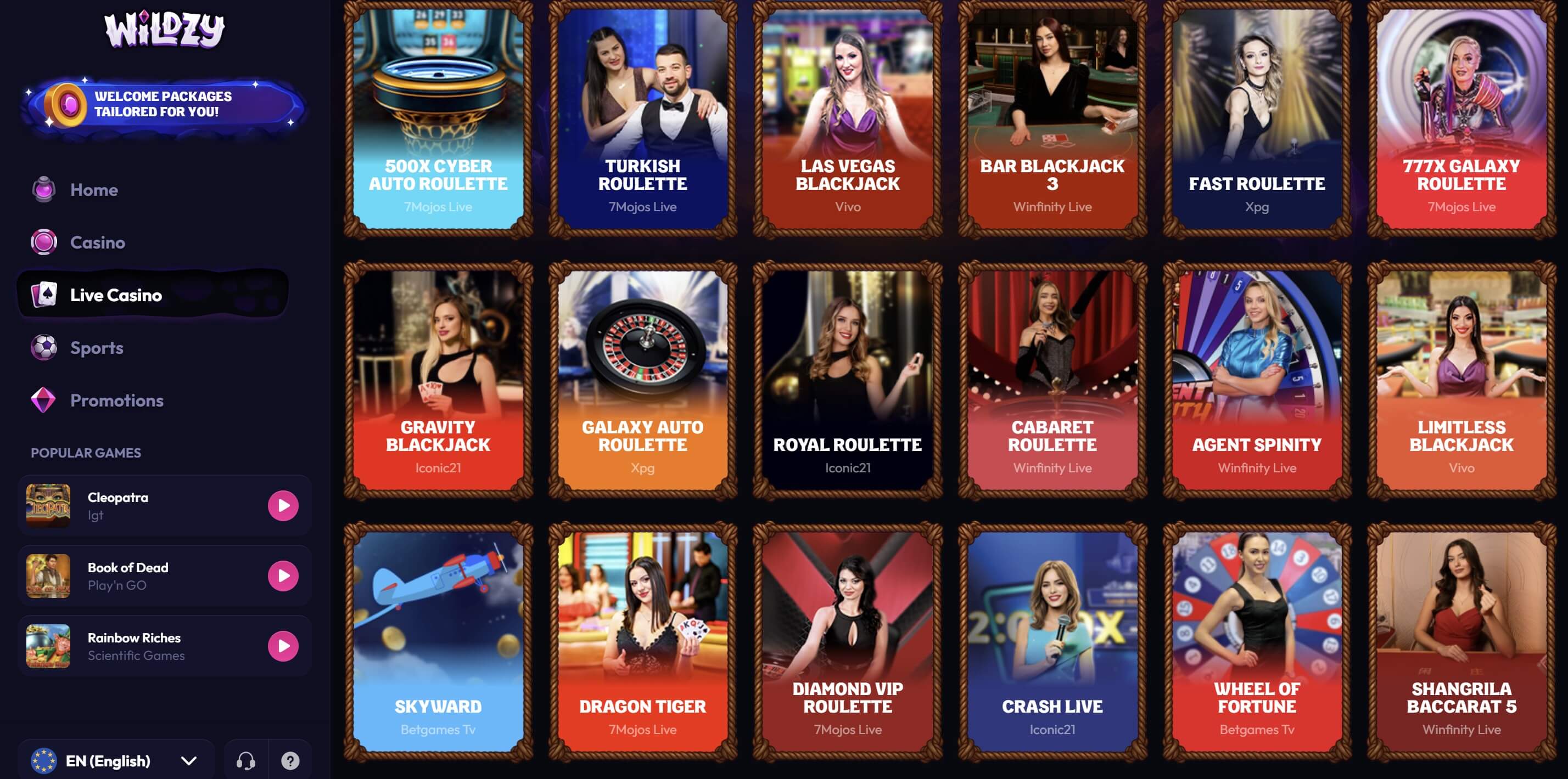 wildzy live casino games