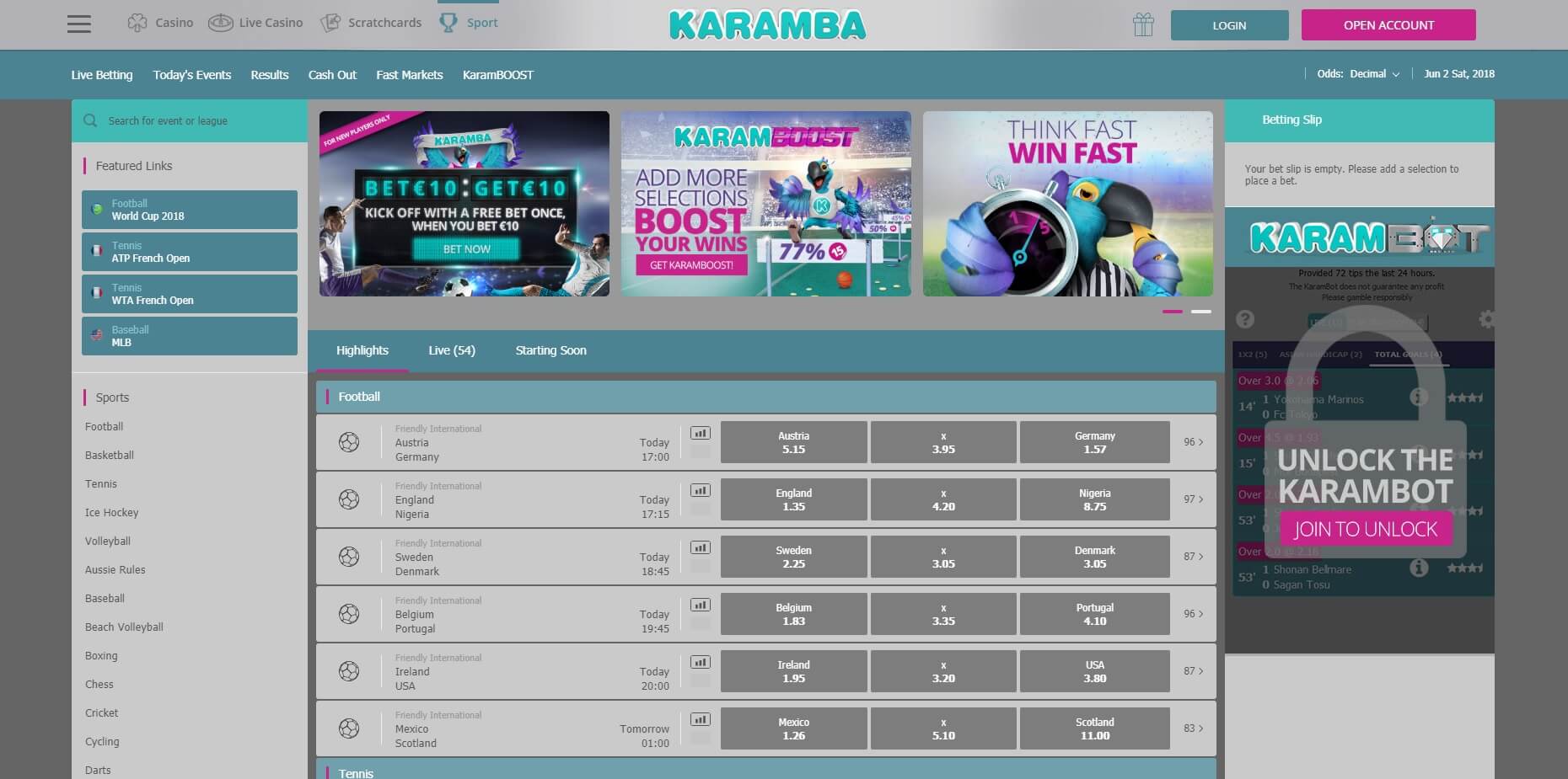 karamba sports market options