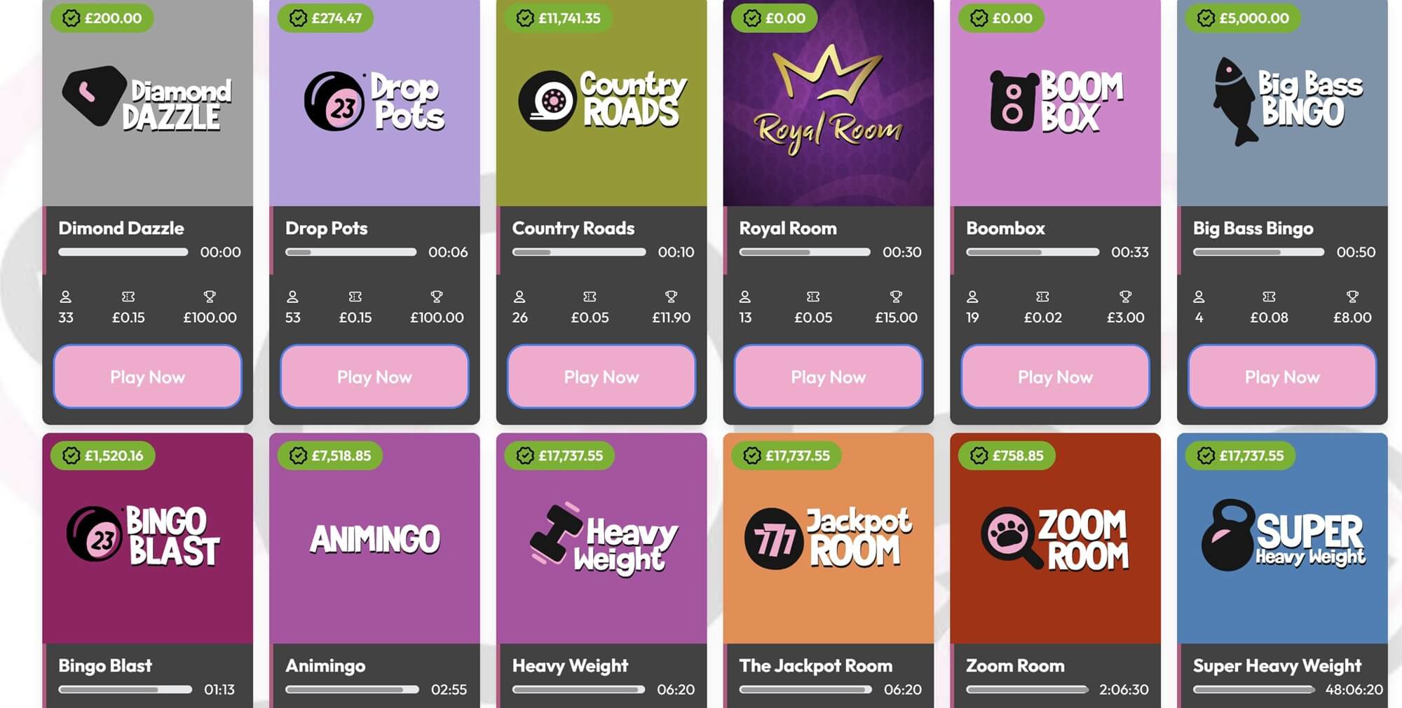 Panda Bingo rooms