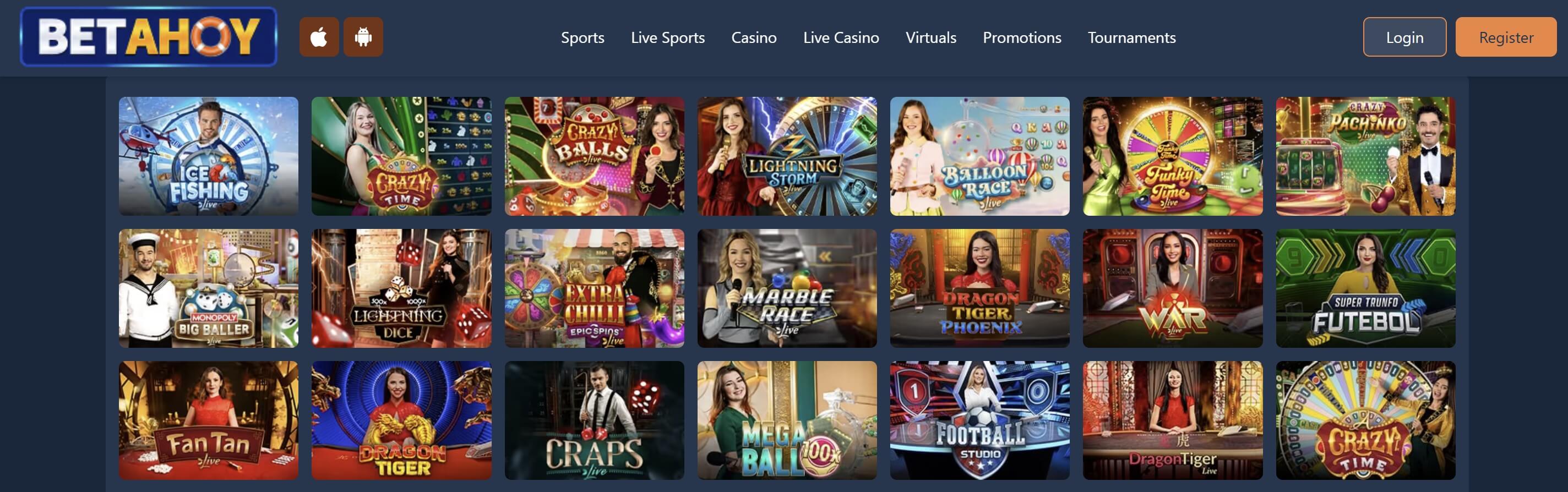 Betahoy Casino live dealer lobby