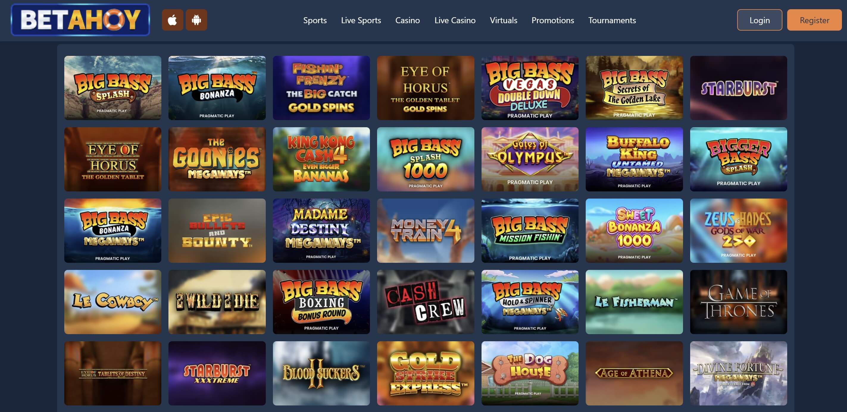 BetAhoy slots lobby