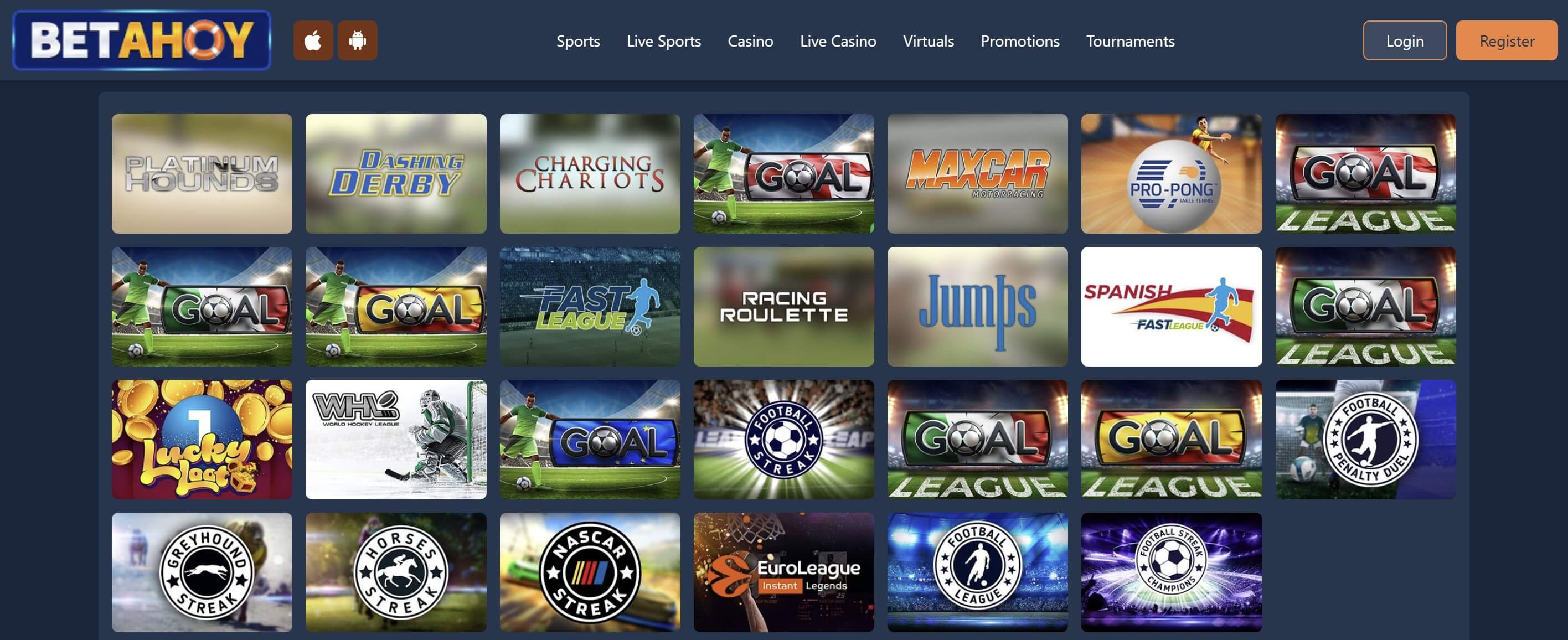 BetAhoy virtuals betting