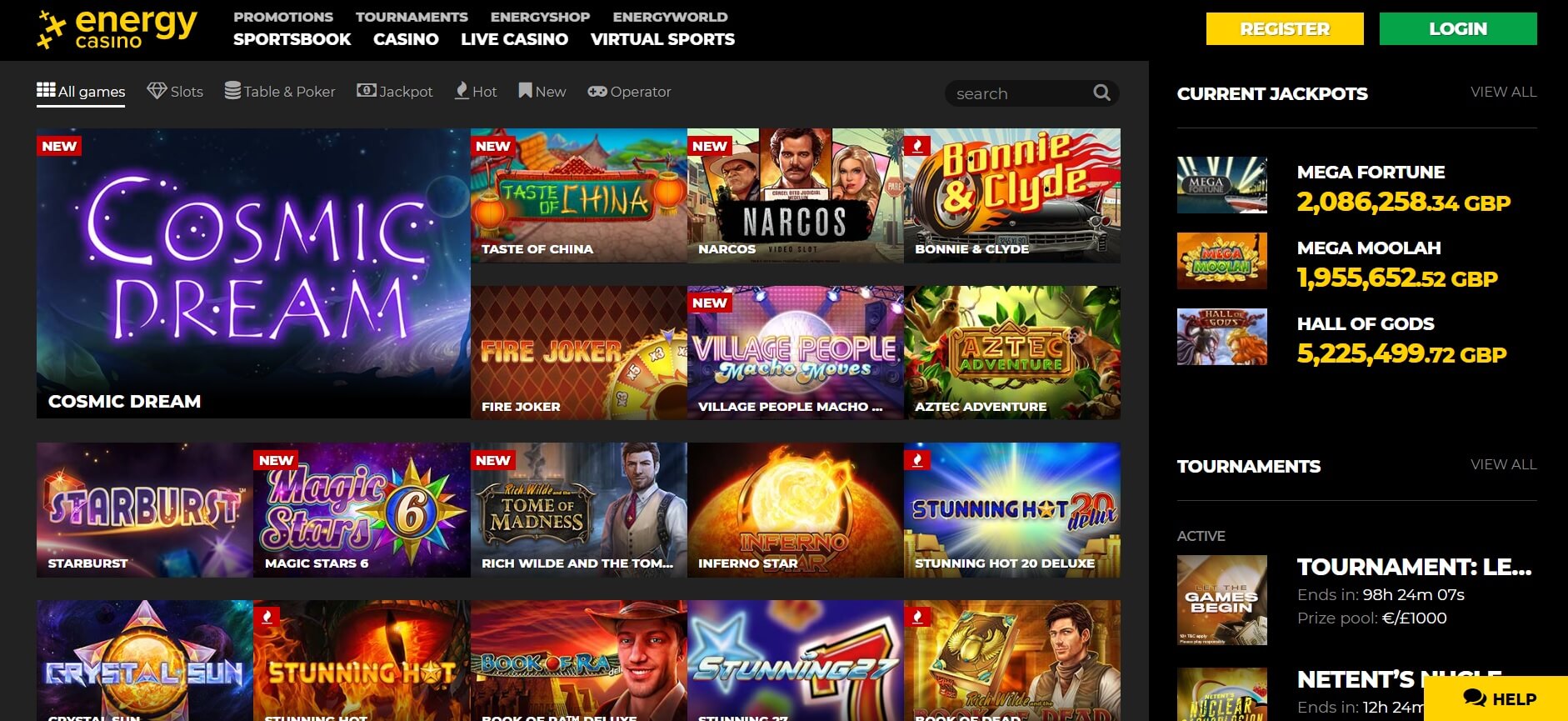 energy casino games and slots preview