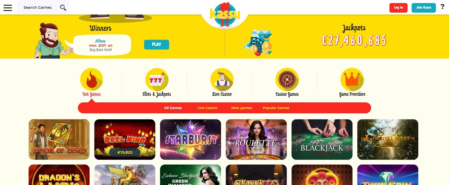 kassu casino games and slots screenshot