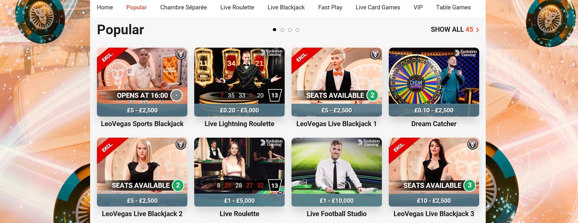 leovegas live games