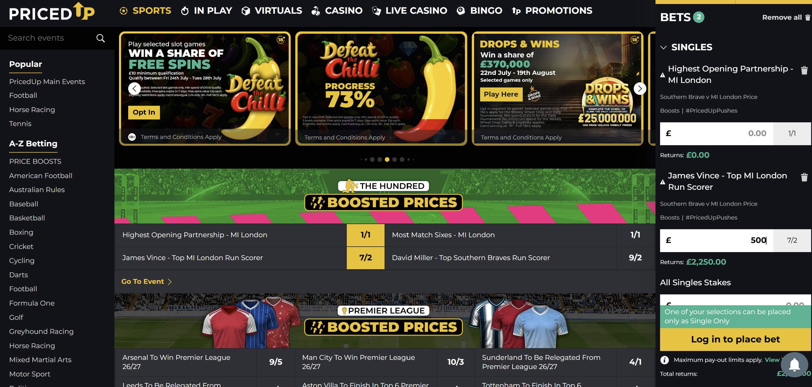 pricedup betting