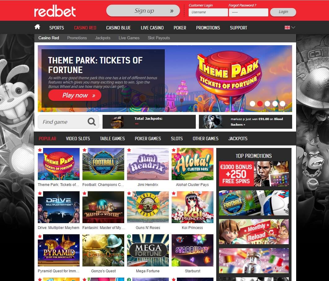 redbet casino webpage