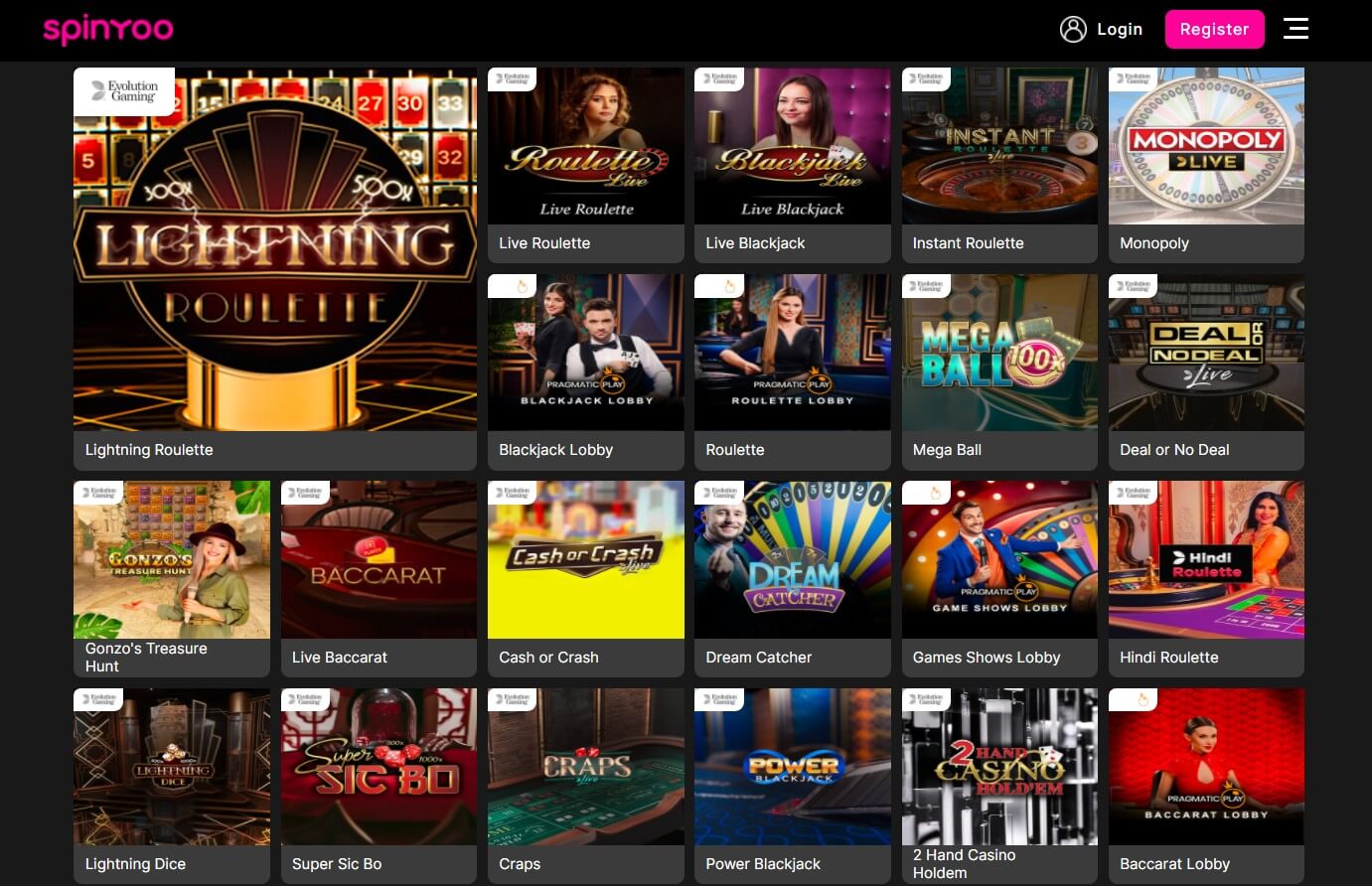 spinyoo casino games