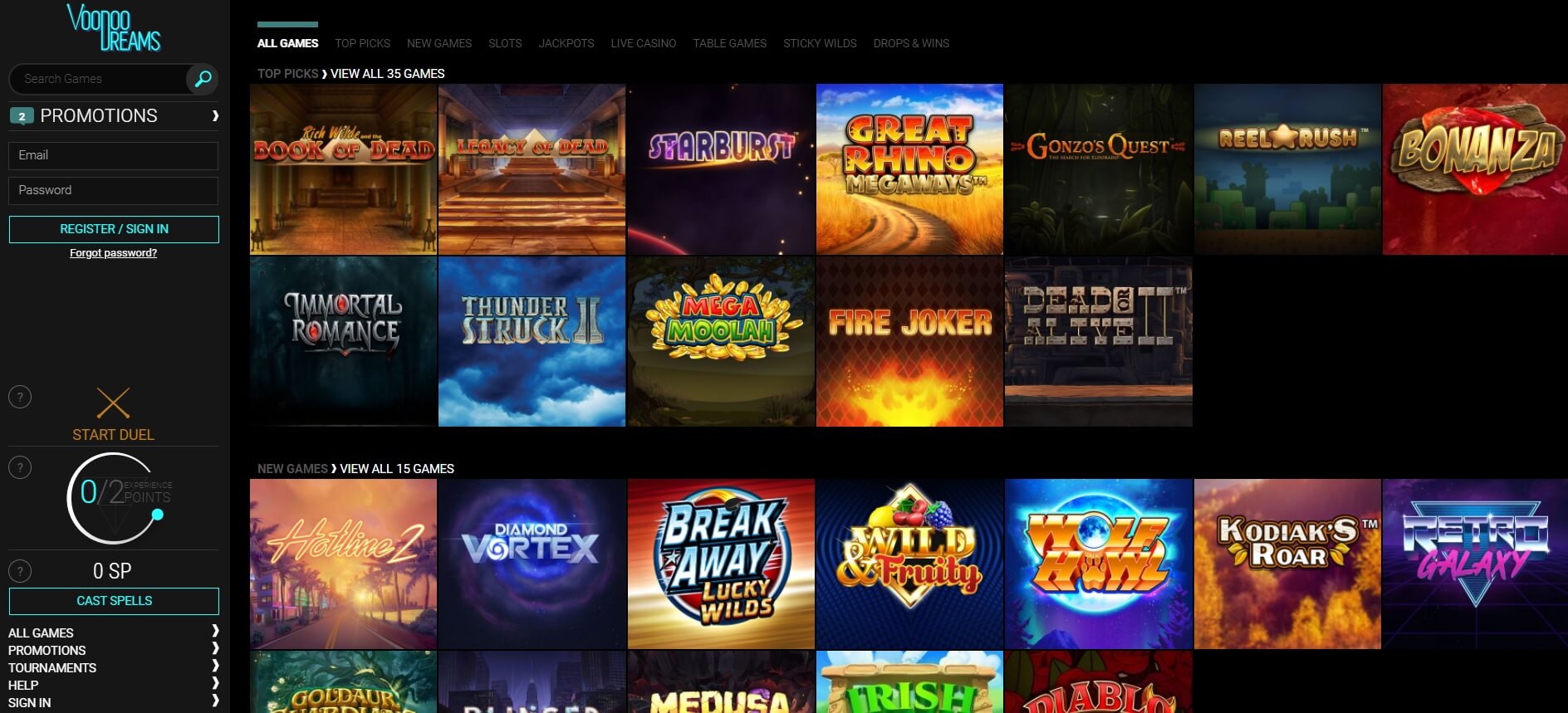 voodoo dreams casino review games slots