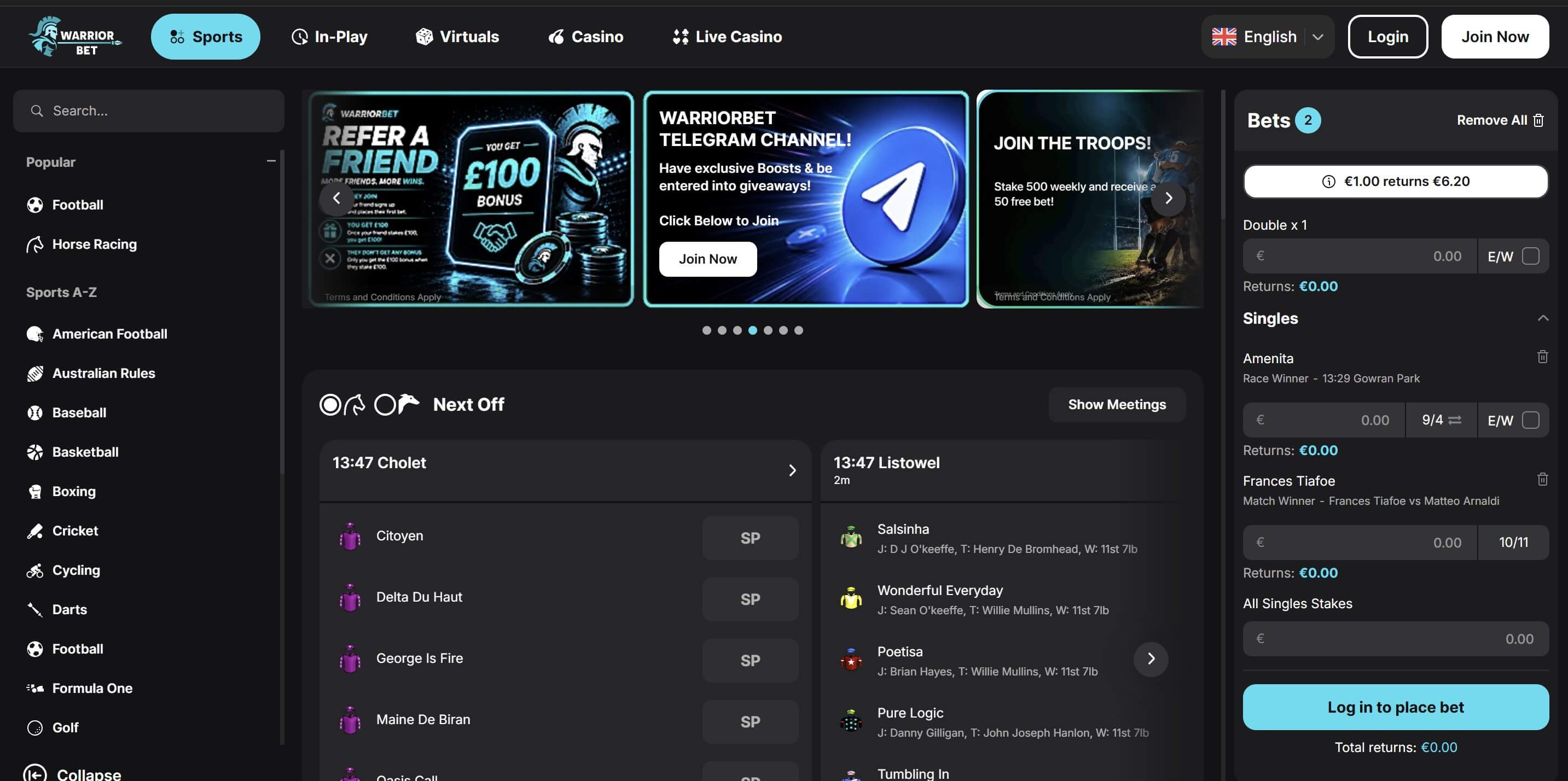 sportsbetting lobby warriorbet.io
